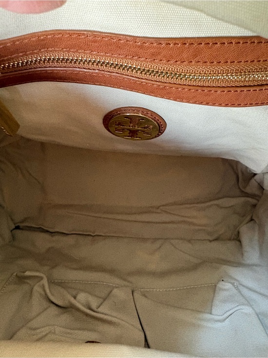 Tory Burch Olive Green Nylon Backpack with Brown Trim and Gold Hardware main image 5